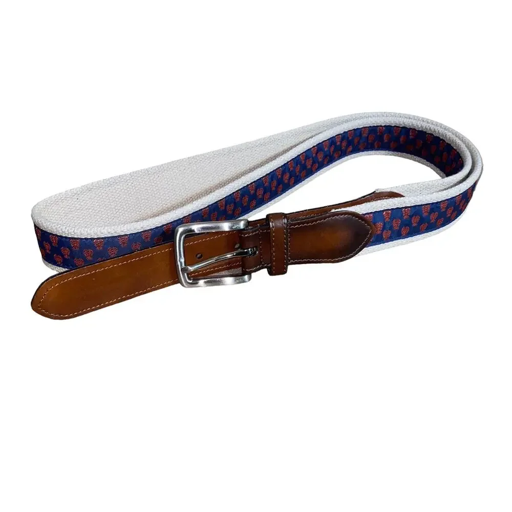 KKG Woven Ribbon Overlay Lobster Print Synthetic Leather red/blue size 44/110